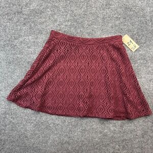 Cape Juby Lace Crochet Red Blue Skater Skirt Medium Womens XS